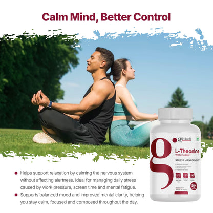 GLIMLACH L-Theanine 50 Capsules | Reduces anxiety & Stress | Promotes natural Relaxation, Restoration and Relief of Stress | L-Theanine Dietary Supplement Capsules