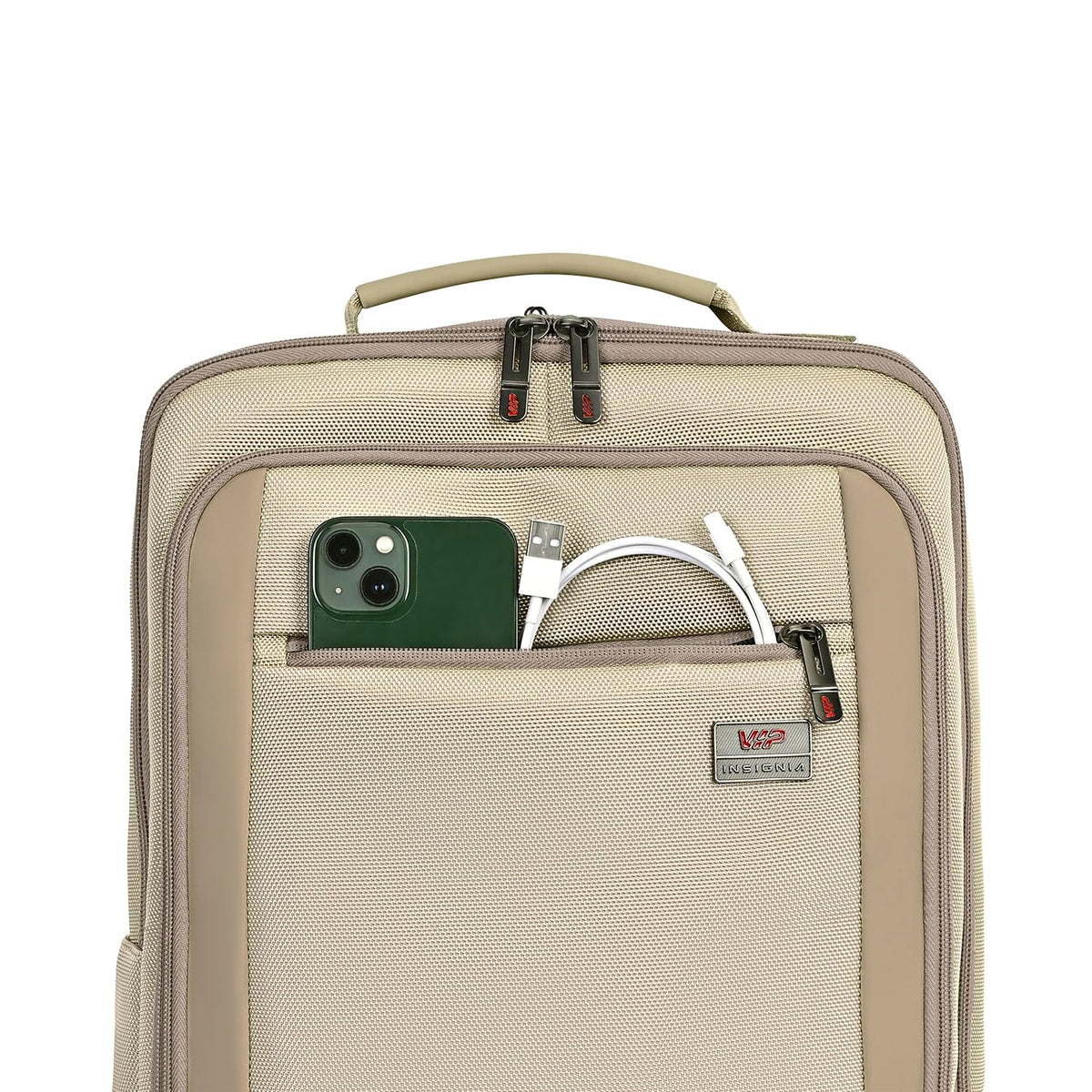 VIP VOGUE 17 Inch Compatible Laptop Backpack 22L | Water-Resistant with 3 Compartments | Padded Laptop Sleeve, Side Bottle Pocket, Front Organizer | Office & Travel Backpack for Men & Women (Beige)