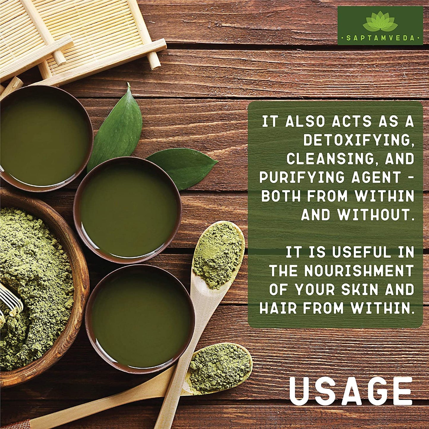 SAPTAMVEDA Premium Tulsi Leaf Powder (300 Gm) - Organic Holy Basil Leav- image 3