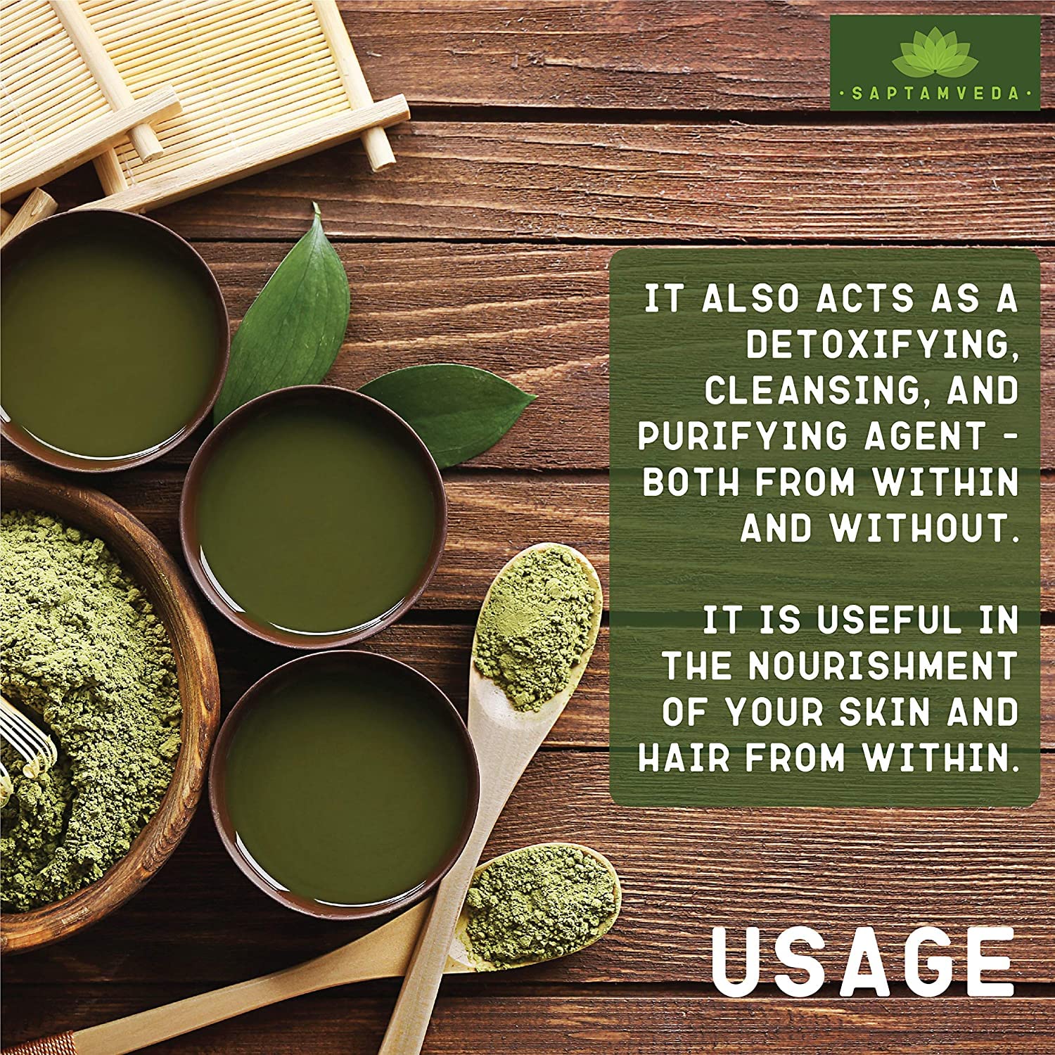 SAPTAMVEDA Premium Tulsi Leaf Powder (300 Gm) - Organic Holy Basil Leav- image 3