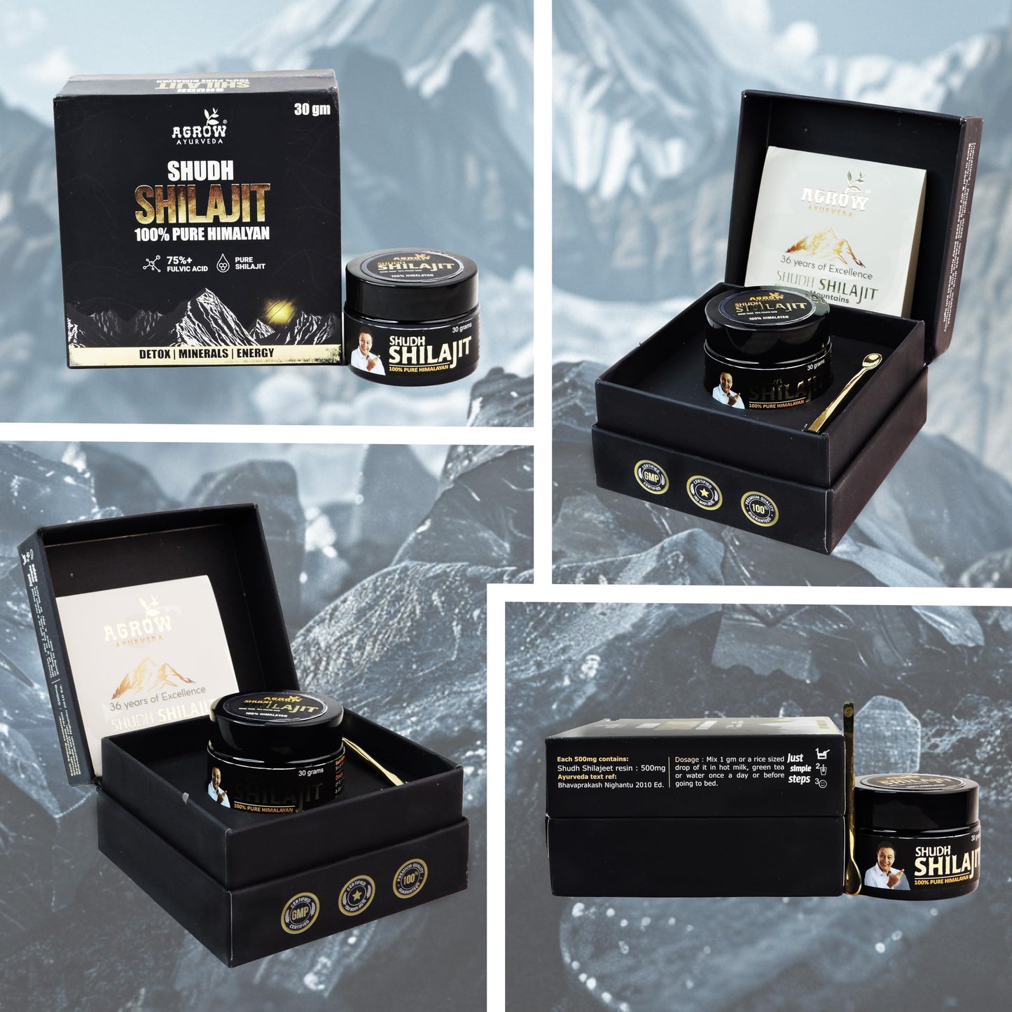 Agrow Pure Himalayan Shilajit Resin 30gm | Ayurvedic Health Supplement for Strength, Stamina, Vitality & Immunity | 100% Natural Shudh Shilajit
