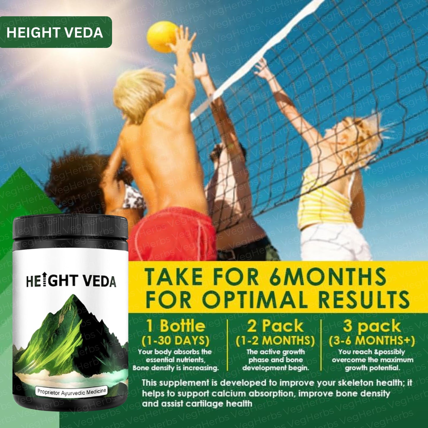 VegHerbs Original Height Veda Supreme Formula Powder 400gm with Double- image 7