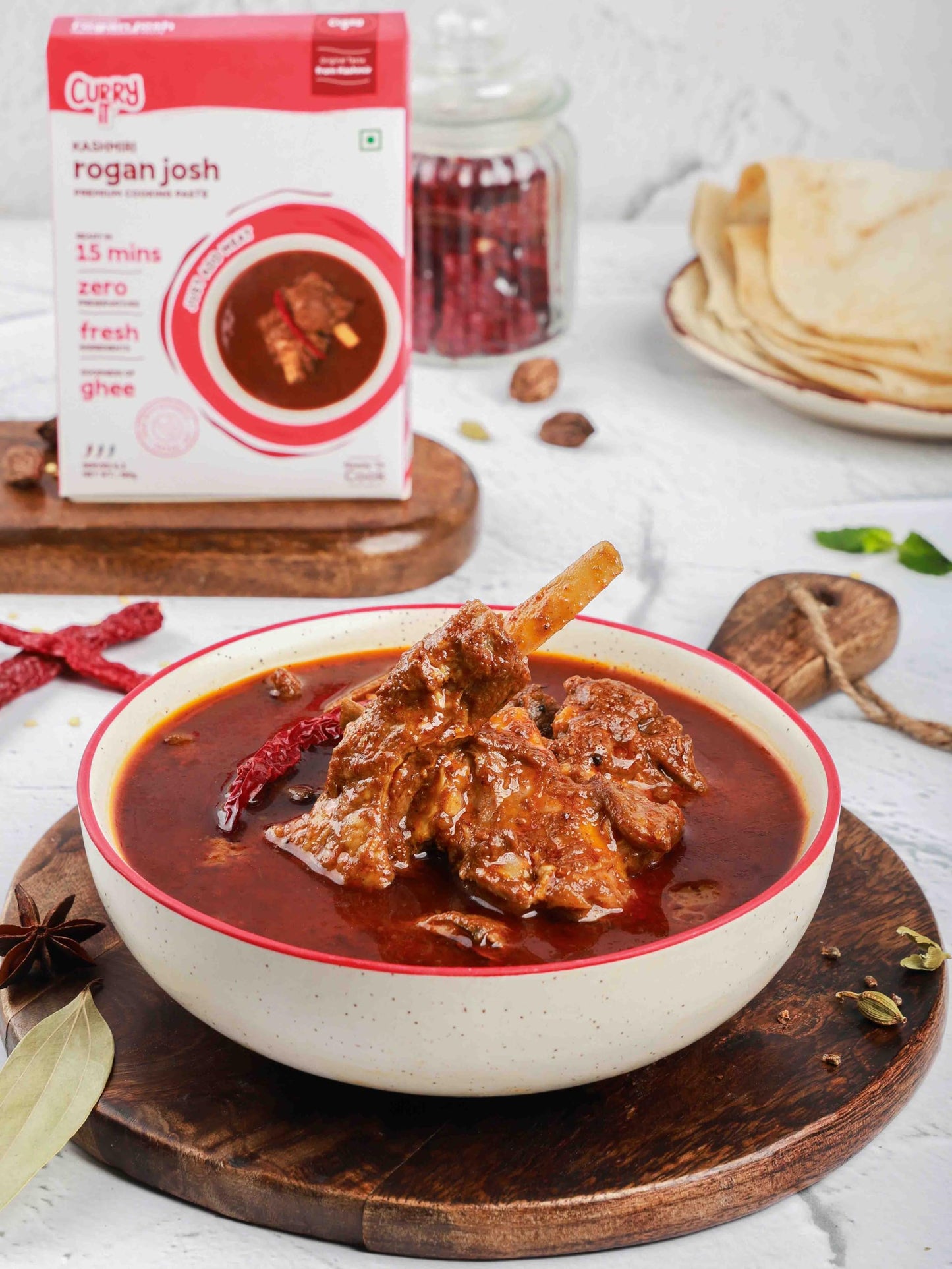 CURRYiT Kashmiri Rogan Josh Curry Paste 250g | Ready to Cook in 15 mins | Serves 6 | Just add Fresh Mutton, Chicken, Meat, Fish | Made with Ghee | No Preservatives | Eat with Khameeri Roti | Indian Masala Gravy