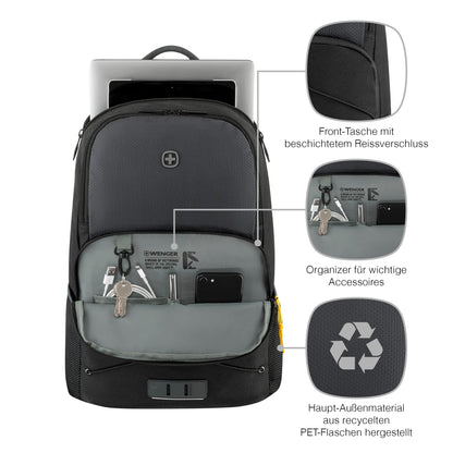 WENGER, Next 23 Trayl, 15.6 Inches Laptop Backpack, 22 liters, Gravity Black, 612564, Work And Adventure Bag