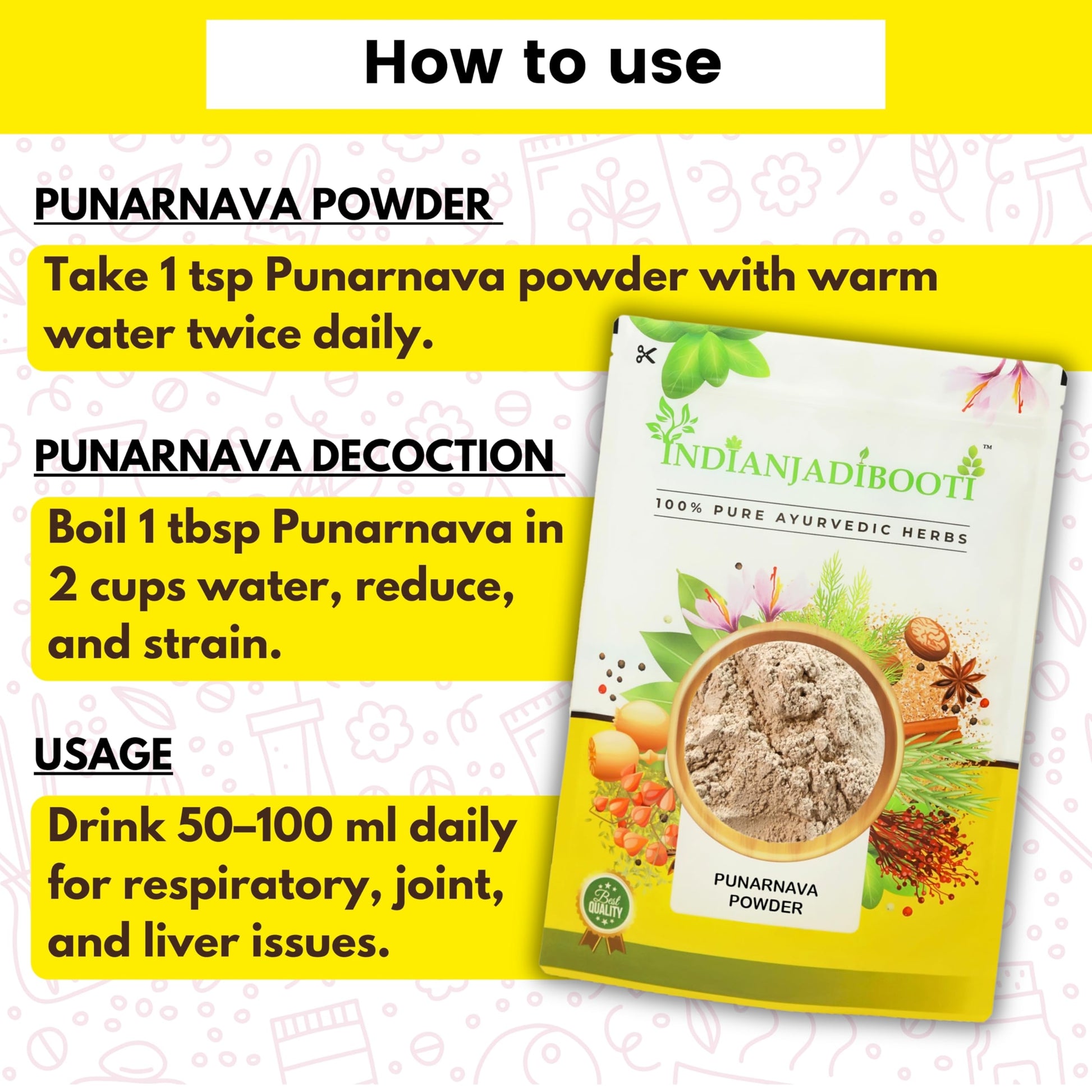 IndianJadiBooti Punarnava Boerhavia Diffusa Powder, 100 Grams Pack- image 5
