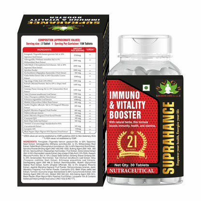 SVGH Health Care Suprahance Immuno Booster, Boost Overall Health | Immunity Booster Supplement For Immunity With Natural Ingredients For Men, Women | Immunity and Wellbeing (30 Tablets)