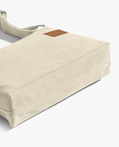 DailyObjects Unisex All Sunday Sling Crossbody Bag | Cotton Canvas Purse With Slip Pockets | Zip Closure | Storage Space For Essentials | Relaxed and Functional Shoulder Handbag | Handcrafted White