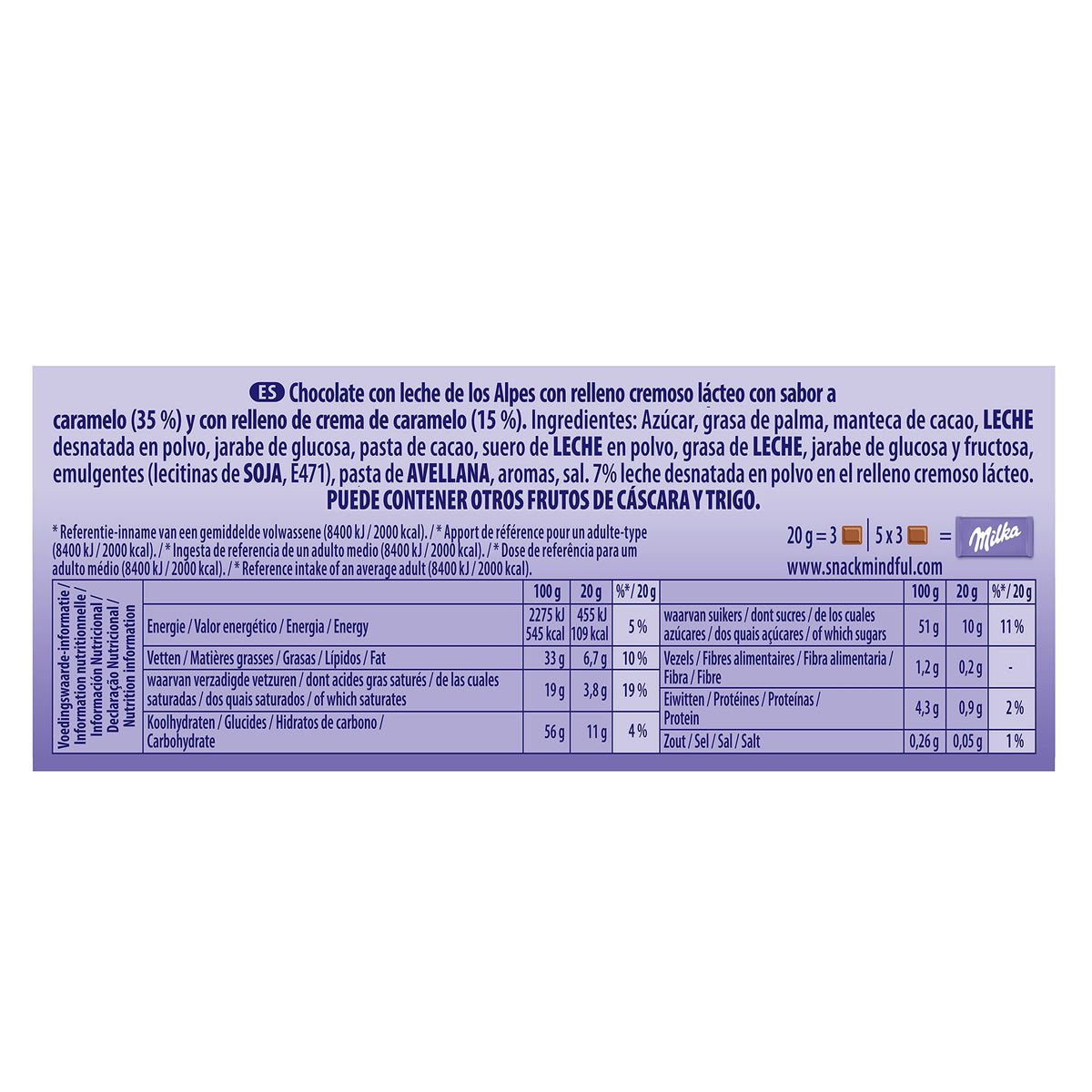 Milka Caramel 100% Alpine Milk Chocolate, 100 g