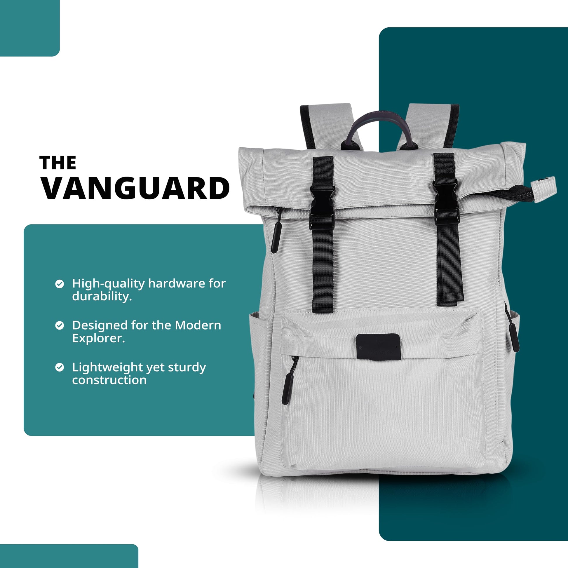 VOYAGER PARIS Vanguard Roll Top Laptop Backpack | Premium Polyester Fab- image 4