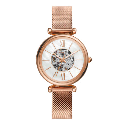 Fossil Women Stainless Steel Carlie Mini Me Analog Mother of Pearl Dial Watch-Me3188, Band Color-Rose Gold