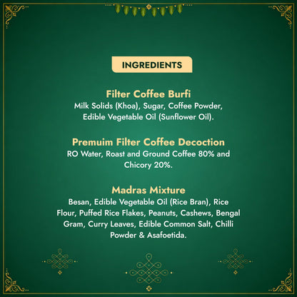 Sweet Karam Coffee Celebrations Ritual Hamper | Gift Hamper | Filter Coffee Burfi, Madras Mixture & Coffee Decoction | Festive Hamper | Janmashtami | Ganesh Chaturthi