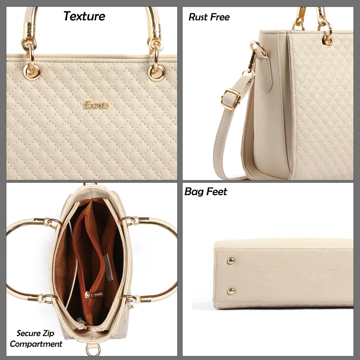 EXOTIC® Studded hand bag for Girl/Women (OFF WHITE)