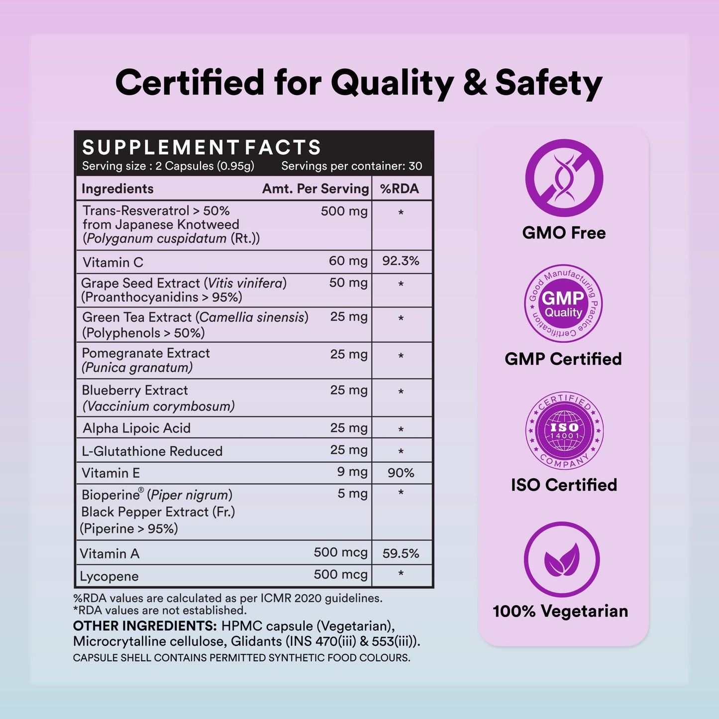 INLIFE Resveratrol Supplements - 750 mg Antioxidant Formula with Japanese Knotweed (Trans-Resveratrol), Grape Seed, Lycopene, Vitamin E & C - 60 Veg Capsules