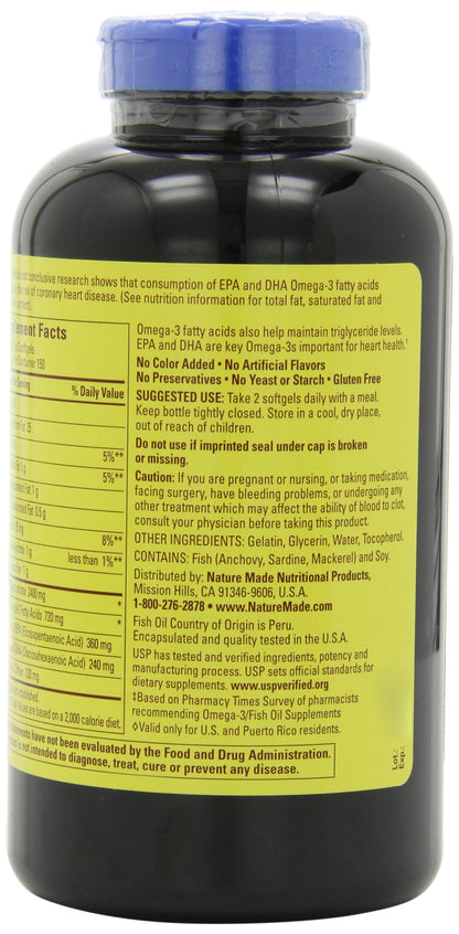 Nature Made Fish Oil Omega-3 1200mg, 300 Softgels