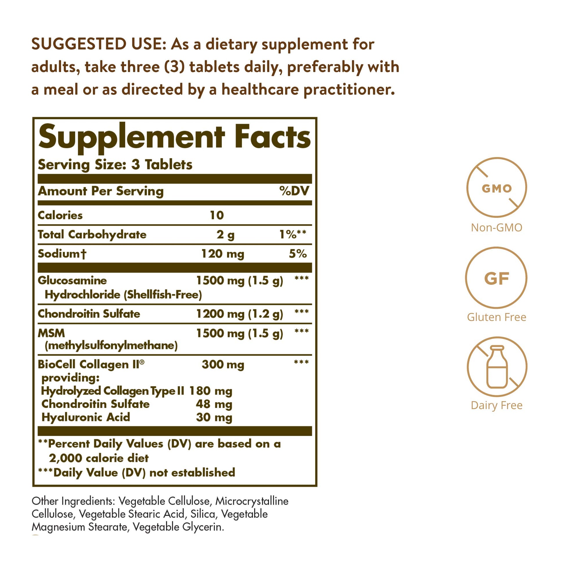 Solgar Glucosamine Hyaluronic Acid Chondroitin MSM Shellfish Free - 60- image 6