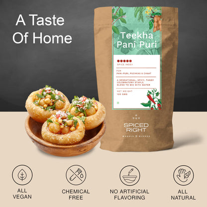 Spiced Right Teekha Pani Puri Masala Powder: Elevate Your Golgappa Experience with an Authentic Instant Mix of Natural Indian Spices | Best Pani Puri Masala Powder | 200g