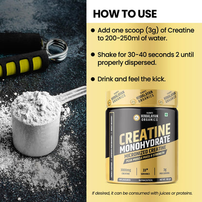 Vlado's Himalayan Organics Pure Micronised Creatine Monohydrate Powder I Pre/Post Workout Supplement, Instant Energy for Athletic Performance I Faster Muscle Building & Recovery I Certified I Max Absorption I Gain Lean Muscle, More Strength, and Faster Wo