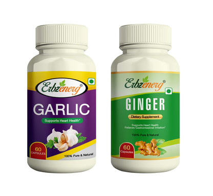 ERBZENERG Organic Garlic 60 Capsules (Garlic and Ginger)