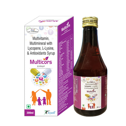 Knoll Healthcare MULTICORS Multivitamin & Multimineral with Lycopene, L-Lysine, & Antioxidants Syrup 200ML