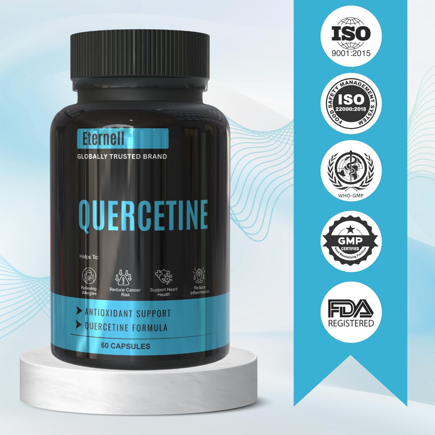 Eternell Quercetin 400mg (Sophora Japonica Extract) – Ayurvedic Natural Antioxidant Supplement for Men & Women | Supports Immunity, Heart & Respiratory Health | 60 Veg Capsules