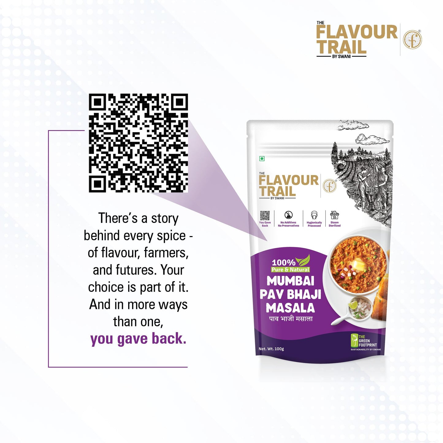 The Flavour Trail Pure & Natural Mumbai Pav Bhaji Masala | Iconic Street-Style Spice Blend | Bold, Tangy & Aromatic | No Preservatives | 100g