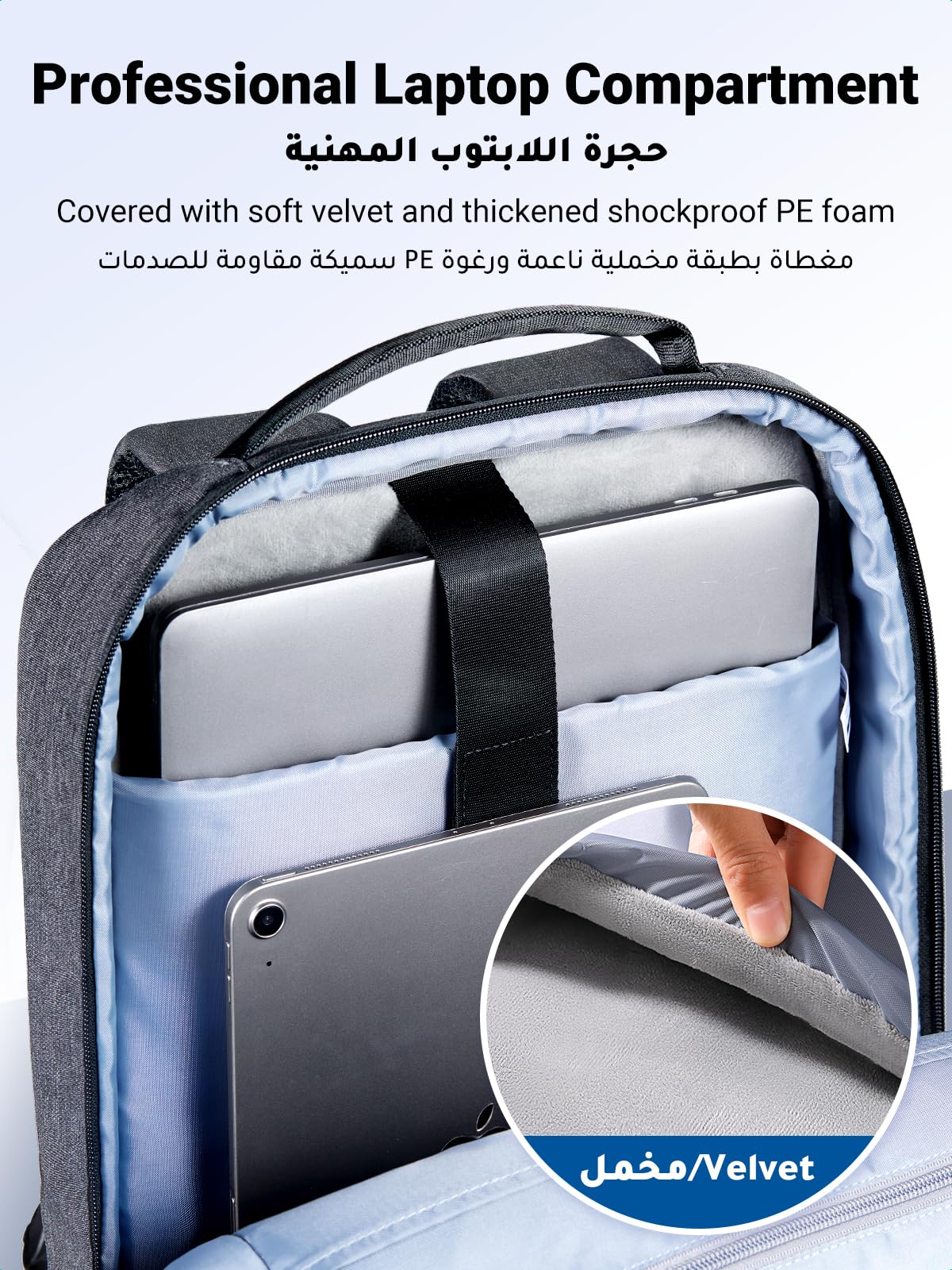 UGREEN Laptop Backpack 15.6'' School Backpack 【Large Capacity】 Ergonomic Travel Laptop Backpack for Men and Women 【Shockproof & Waterproof】 BookBag for College Laptop Bag Fit For Laptops Up to 15.6'', Grey, 37*28.5*11cm
