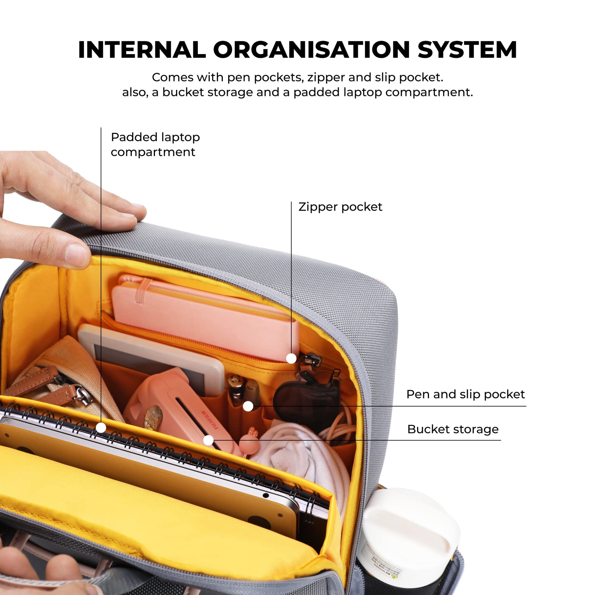 MOKOBARA The 3 Compartment Backpack 15.5" Inch Vegan Leather Laptop Bag- image 4