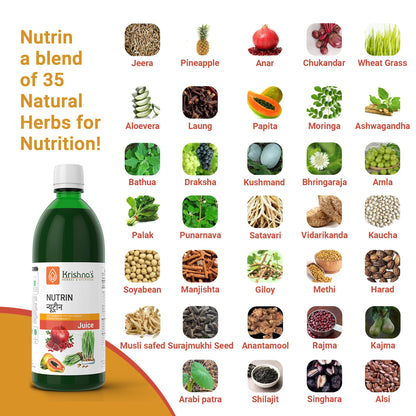 Krishna's Nutrin Juice, Rich Source Of Nutrients, No Artificial Colors or Flavors - 1000 ml Each (Pack of 2)