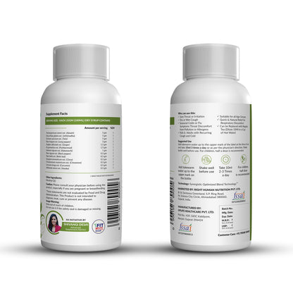 Satvam Cough & Cold Dry Syrup with Ajwain, Vasaka, Curcumin & Tulsi