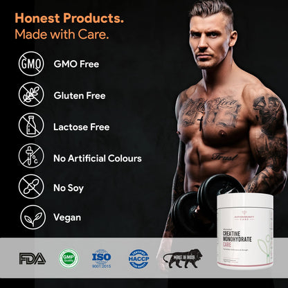 Autoimmunity Care: Micronised Creatine Monohydrate Care | 100% Pure Micronized | Peak Athletic Performance, Strength & Endurance | Enhanced Muscle Strength & Power | Brain & Cognitive Function | 100g Unflavored Powder