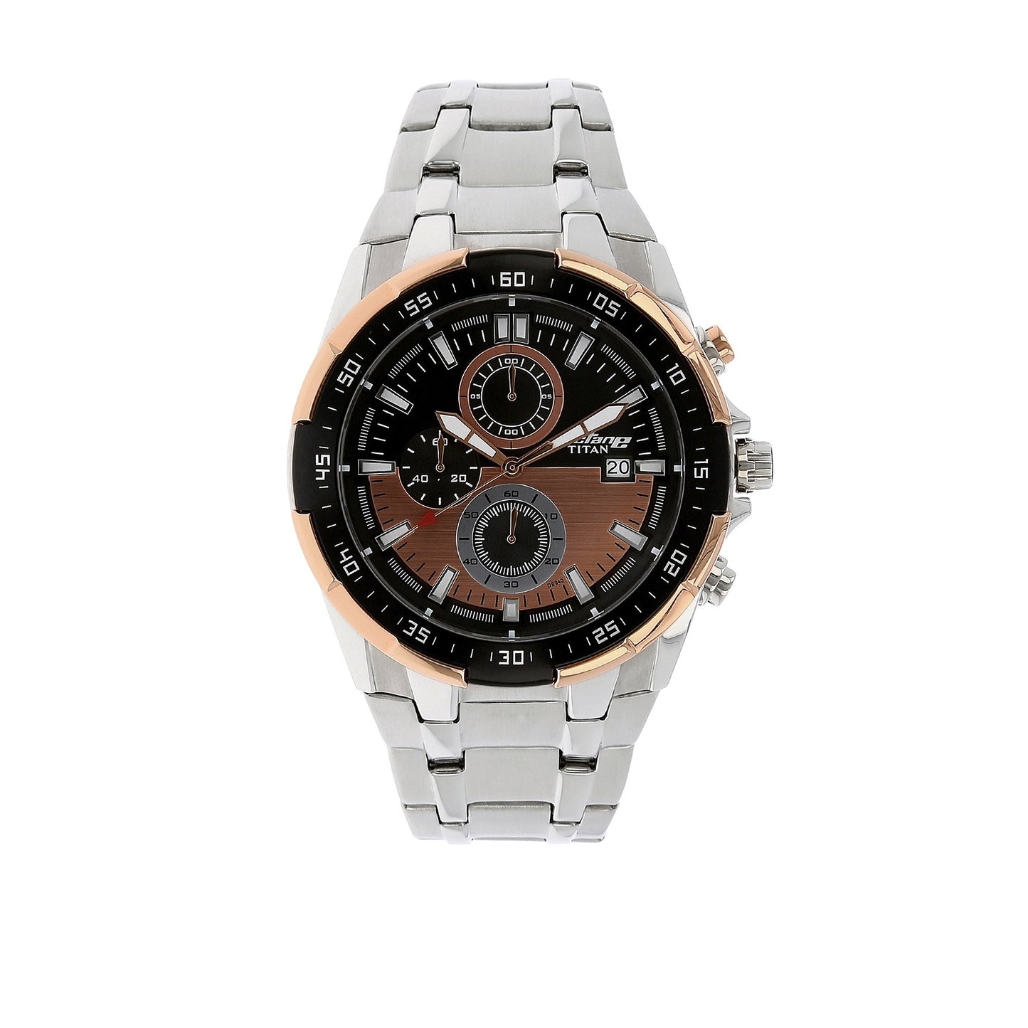 Titan Octane Chronograph Black Dial Stainless Steel Strap Watch for Men-NS90044K