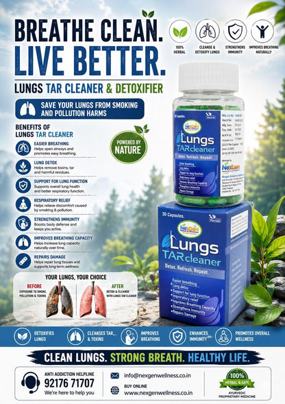 KardioNex Ayurvedic Lungs TARcleaner Herbal Capsules for Lung Detox & Respiratory Support | Improves Breathing Capacity | Herbal Formula | 30 Capsules