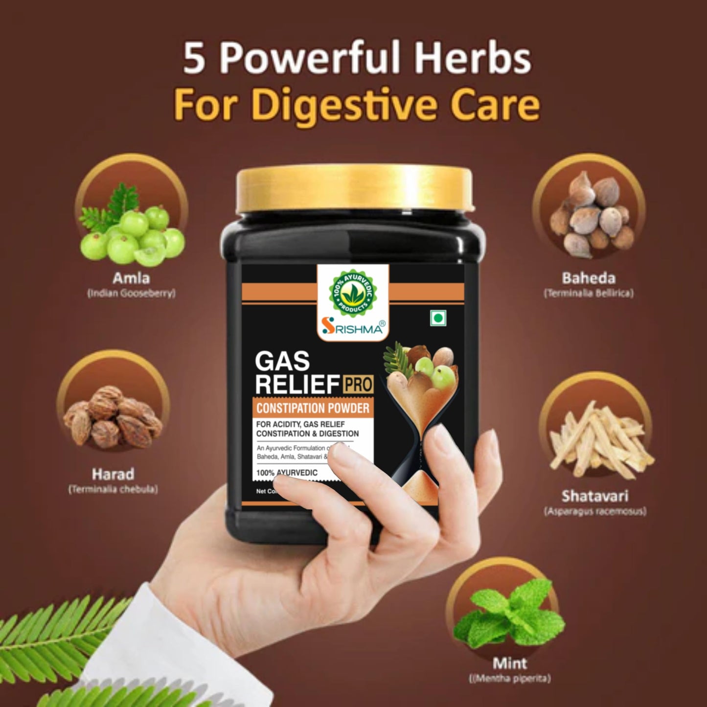 Srishma Gas Relief Pro Powder Gas Relief, Acidity Relief Ayurvedic Health Care Powder (400 g)
