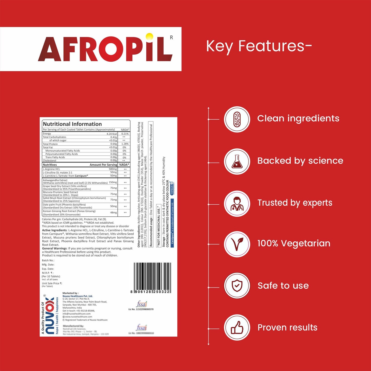 Nuvox Afropil enriched with Ashwagandha (Pack of 3)