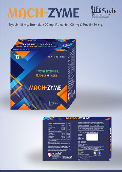 MACH-ZYME Trypsin, Bromelain, Rutoside & Papain Tablets (Pack of 3) - Natural Health Care Supplement