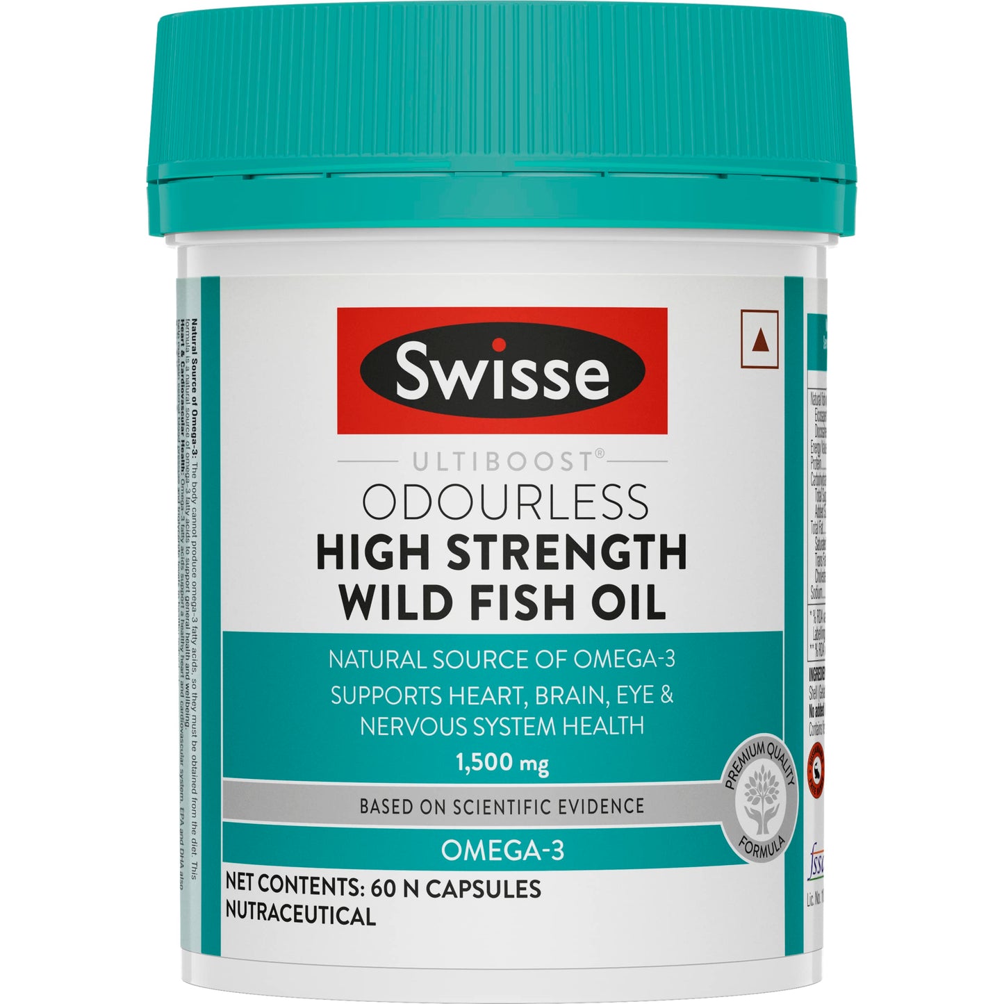 Swisse Fish Oil with 1500mg Omega 3 In One Capsule (Only One Capsule Per Serving) Manufactured In Australia, Highest Omega-3 Content In One Capsule - 60 Days Pack