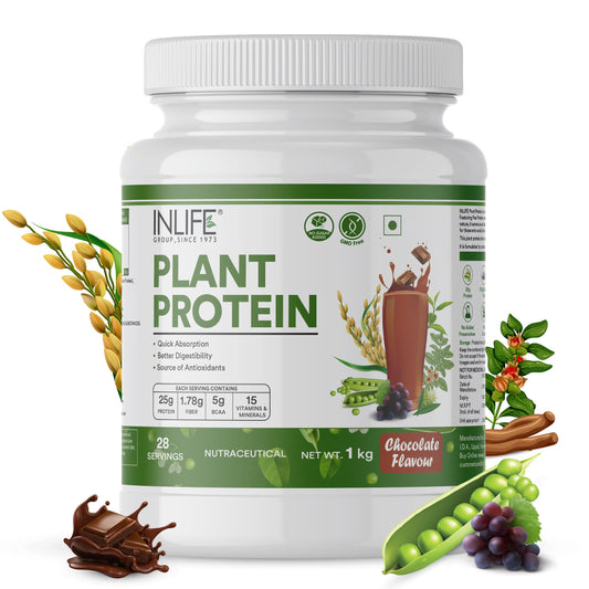 INLIFE Plant Protein Powder - Pea, Quinoa & Brown Rice - 25g Protein - Ashwagand
