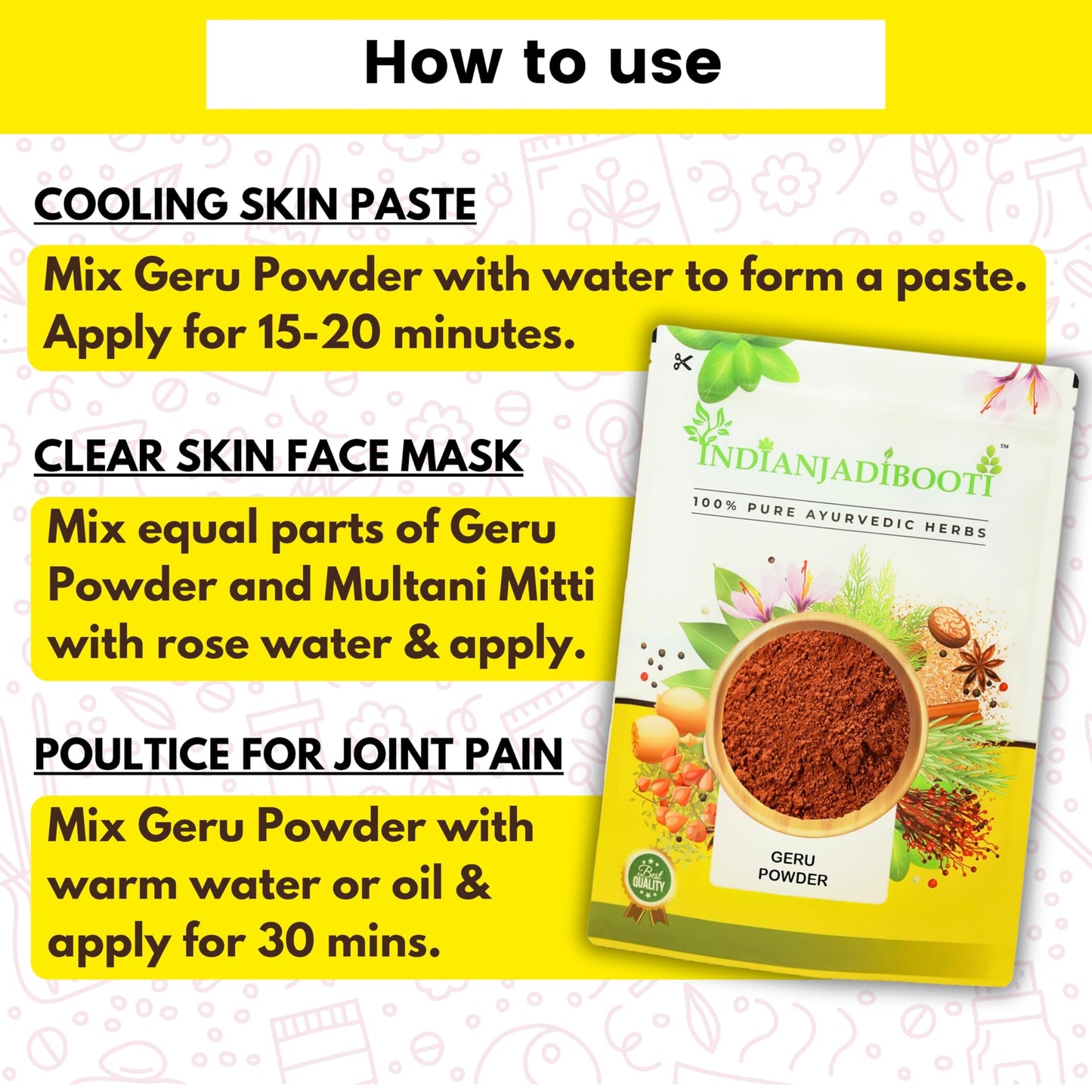 IndianJadiBooti Geru Powder - Red Ochre Powder, 400 Grams- image 5