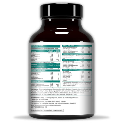 End2End Nutrition Multivitamin Tablets for Men and Women with Probiotics Supplement for immunity 120 (Pack of 2)