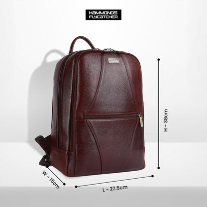 HAMMONDS FLYCATCHER Genuine Leather 4 Compartment Laptop Backpack Ultimate Combination Of Style & Comfort For Unisex, Perfect For Any Adventure/Tech Lovers For Upto 14 Inch Laptop - Brown, 35 Litre