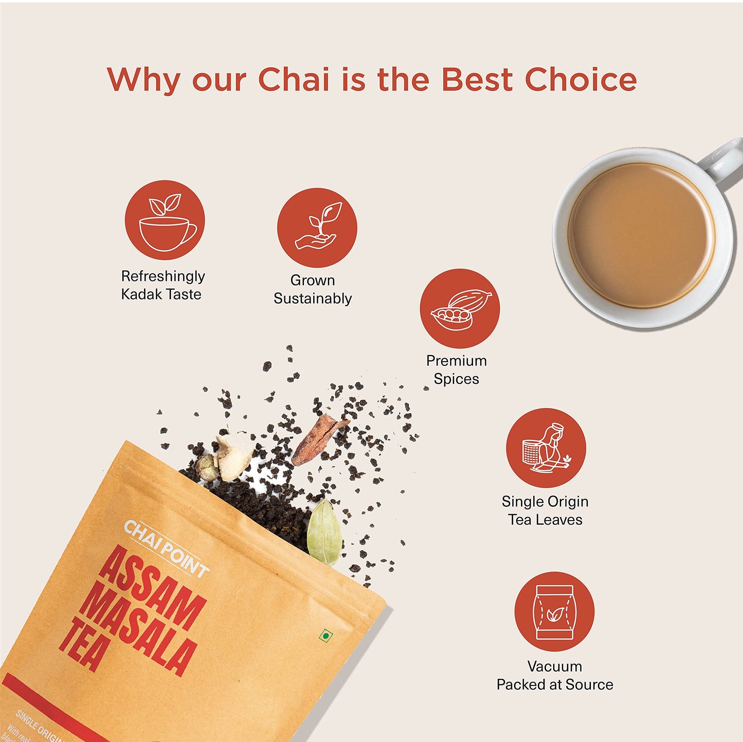 Chai Point Assam Masala Tea (200g) | Premium Chai Patti with 100% Natural Spices | Single-Origin Assam Tea | Authentic Masala Chai Blend