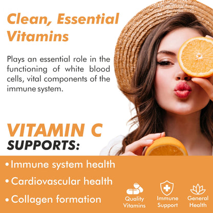 Vitaminnica Vitamin C 1000mg Capsules – Immune Support Supplement, Antioxidant Protection, Supports Skin & Overall Wellness, Vegetarian, Non-GMO, 60 Capsules