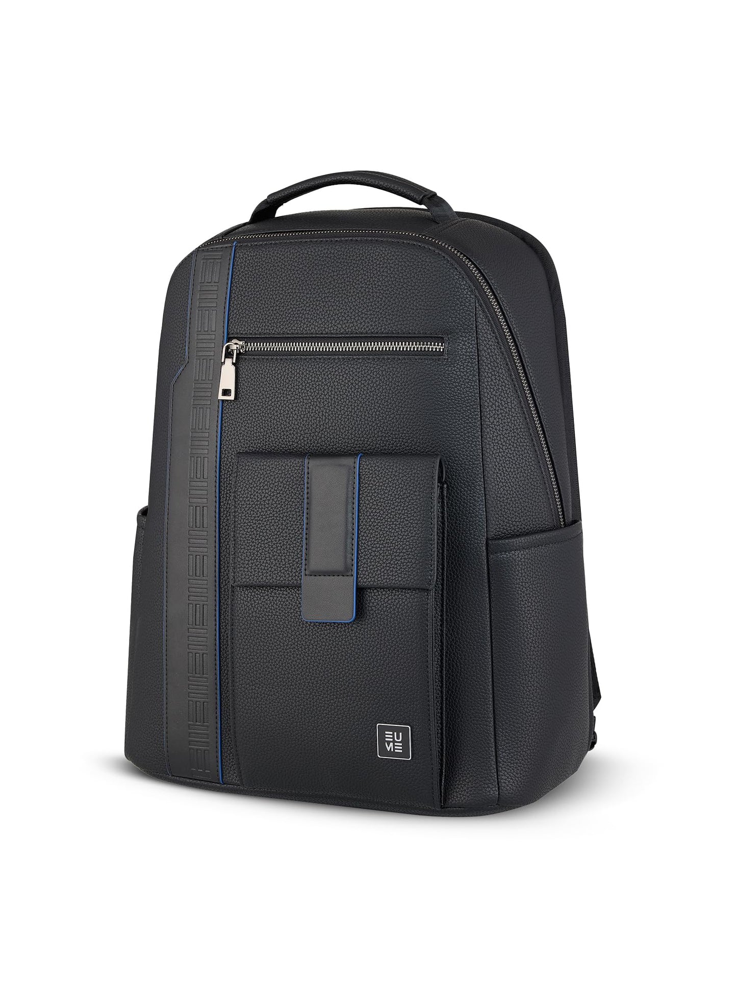 EUME Nexa Backpack Bag For Man, Charcoal Black | 2 Large Compartment office Laptop Backpack | Fits Up to 15.6" Laptop | Vegan Leather | Travel Bag | Laptop Backpack For Men and Women
