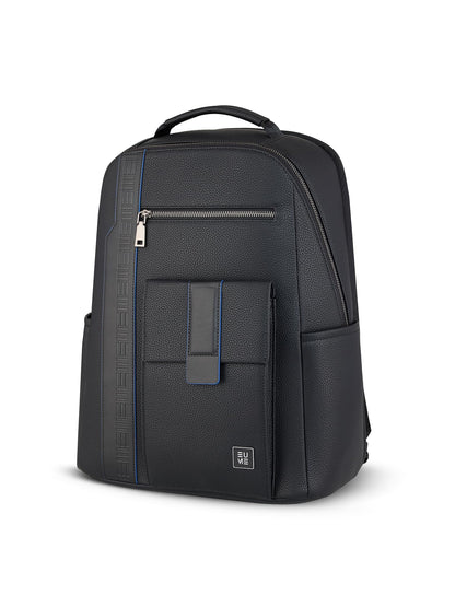 EUME Nexa Backpack Bag For Man, Charcoal Black | 2 Large Compartment office Laptop Backpack | Fits Up to 15.6" Laptop | Vegan Leather | Travel Bag | Laptop Backpack For Men and Women