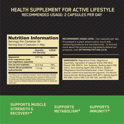 OPTIMUM NUTRITION (ON) Multivitamin for MEN,60 Tablets, 26 Vitamins & Minerals and (ZMA) Zinc Magnesium Aspartate - 60 Capsules, 1 count
