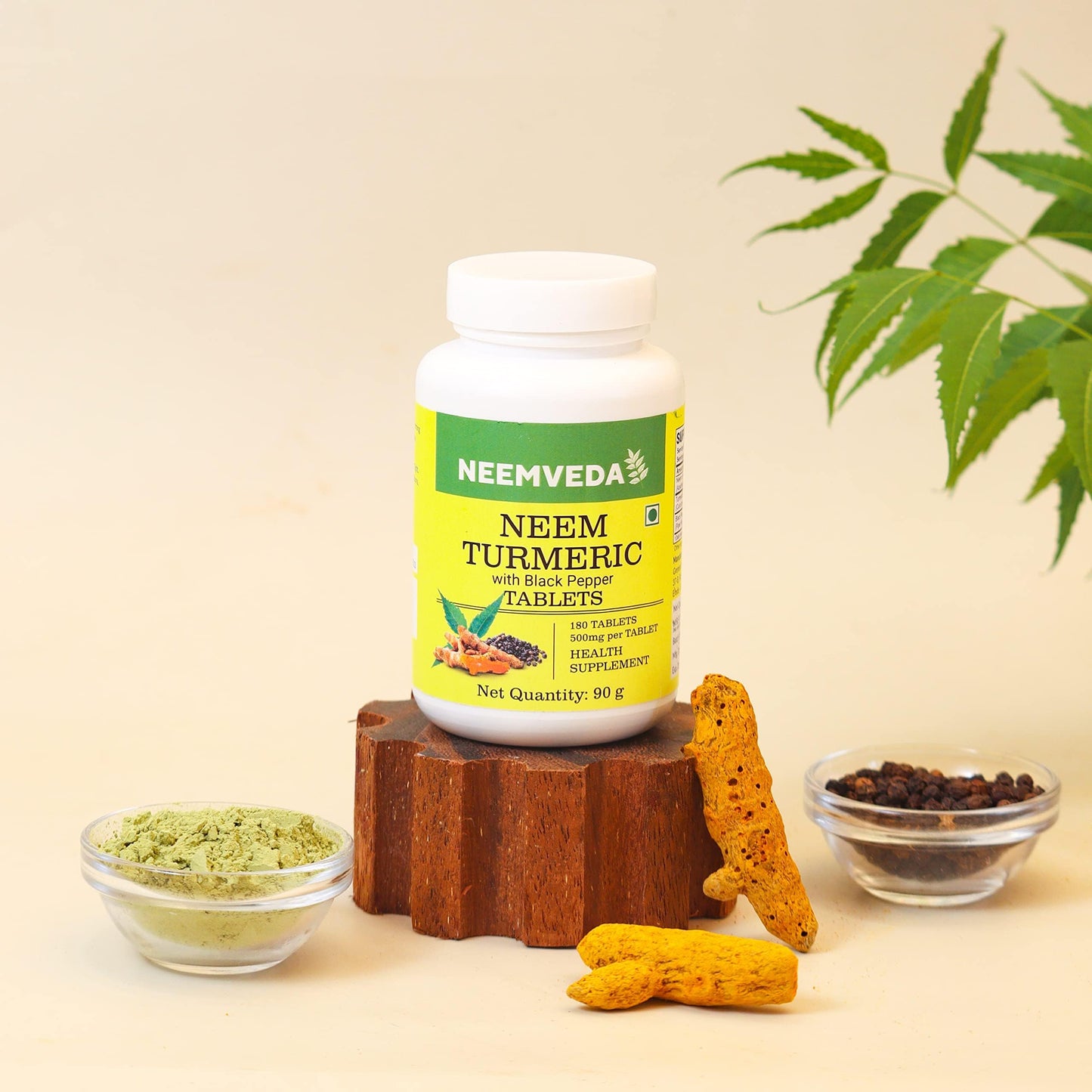 Neemveda Neem Turmeric with Black Pepper 180 Tablets, Made with Pure Tu- image 7