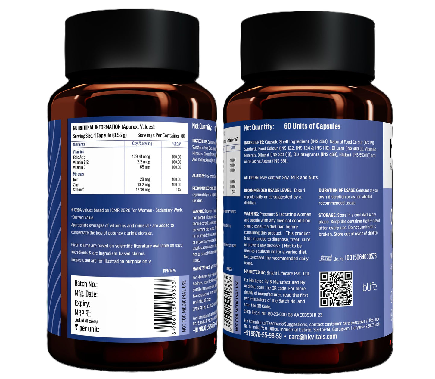 hk vitals 100% Magnesium Glycinate (1880mg) 120 Tablets | For Better Sleep Quality & Muscle Recovery with Chelated Iron + Supplement (60 Capsules)