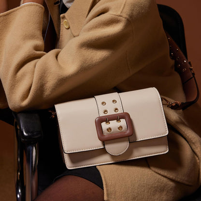 Miraggio Women Adrianne Sling Bag With Adjustable & Detachable Broad Strap |Casual Sling Bags Stylish | Structured Crossbody Bag, Beige