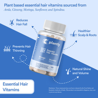 Women's Hair Vitamin Capsules for Hair Growth & Hair Fall Control | 90 Veg Capsules | 100% Plant Based With Biotin, Moringa, Amla, and Ginseng