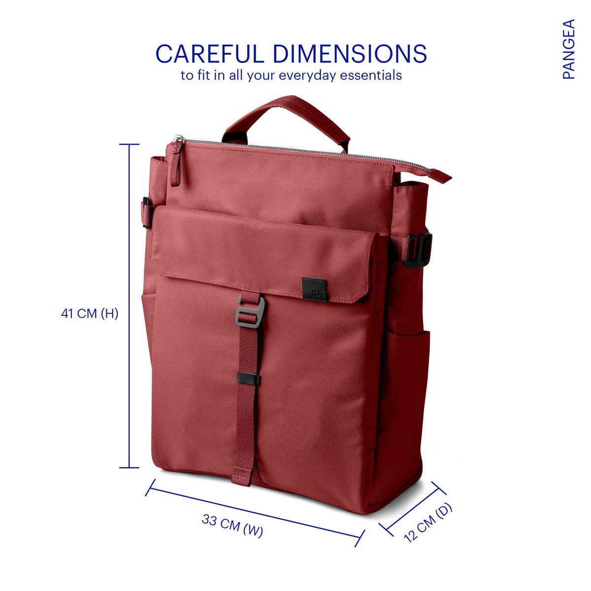 DailyObjects PET Red Clay Pole Convertible Totepack (Tote Bag + Backpack) for Women and Men I Fits any Laptop Upto 14 Inches I Spacious & Sturdy | Lightweight Shoulder Handbag wih Laptop Compartment
